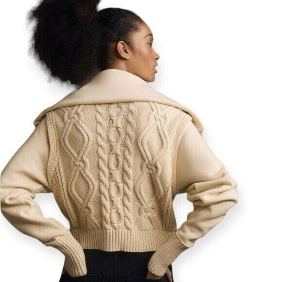 ANTHROPOLOGIE Pilcro Cable Laced Twofer Sweater Creme Size XL NEW - Picture 4 of 8